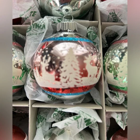 NIB Christopher Radko Presents Shiny Brite Vintage Glass Ornaments, Box of 12 - Picture 3 of 5
